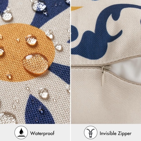 Miulee Poduszka zewnętrzna, dekoracyjna, wodoodporna, 4 szt 45 x 45 cm