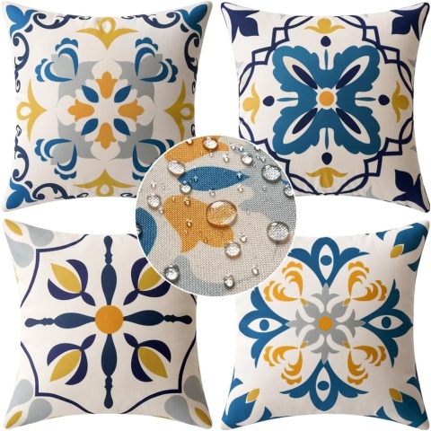 Miulee Poduszka zewnętrzna, dekoracyjna, wodoodporna, 4 szt 45 x 45 cm