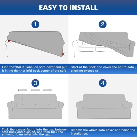 Ystyle Rozciągliwy Pokrowiec Na Sofę 4-Osobową 233-293 cm
