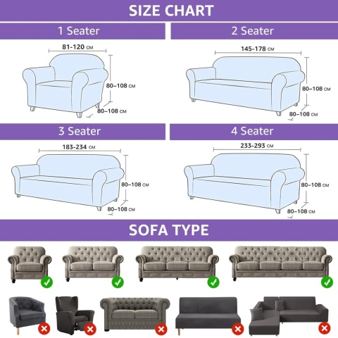 Ystyle Rozciągliwy Pokrowiec Na Sofę 2-Osobową 145-178 cm