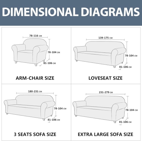 Ystyle Rozciągliwy Pokrowiec Na Sofę 4-Osobową 231-279 cm