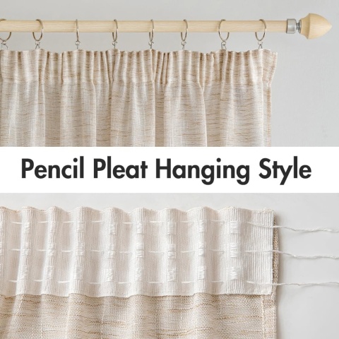 Zasłony MIULEE beżowe, wygląd lnu, zestaw 2 szt 140 x 260 cm