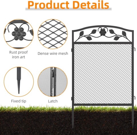 unho Ogrodzenie ogrodowe XXL 110 cm panele ogrodzeniowe metalowe 5 szt