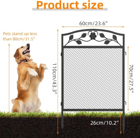 unho Ogrodzenie ogrodowe XXL 110 cm panele ogrodzeniowe metalowe 5 szt