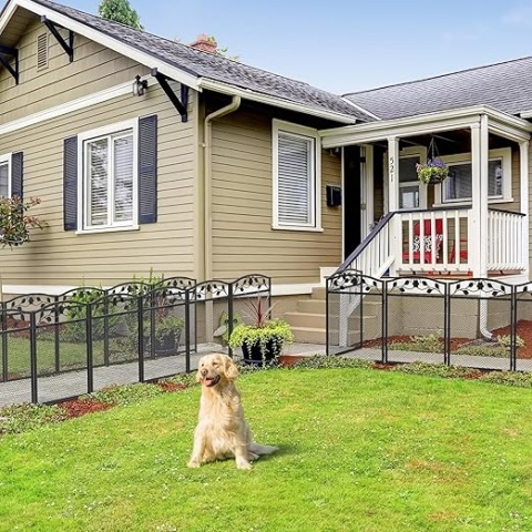 unho Ogrodzenie ogrodowe XXL 110 cm panele ogrodzeniowe metalowe 5 szt