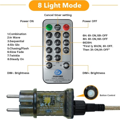 AGOTD Łańcuch świetlny LED do użytku na zewnątrz i wewnątrz, 6 m