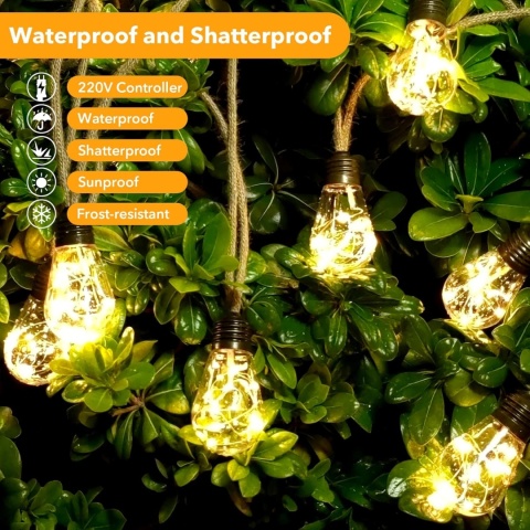 AGOTD Łańcuch świetlny LED do użytku na zewnątrz i wewnątrz, 6 m