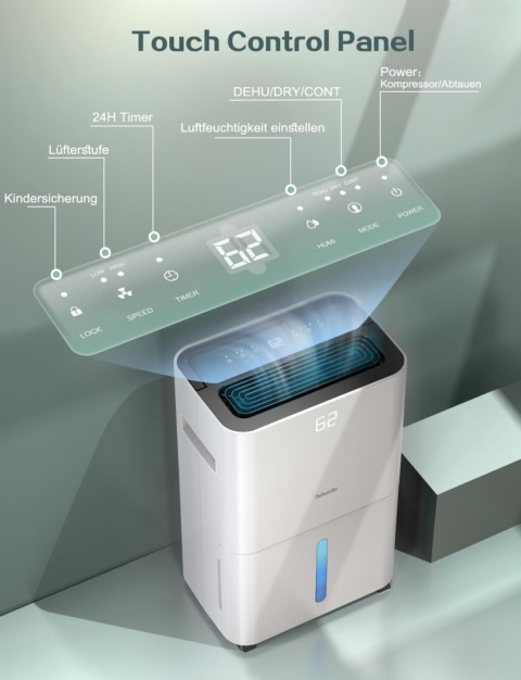 Elektryczny osuszacz powietrza, pojemność ok. 20 l/24 h 200 m³