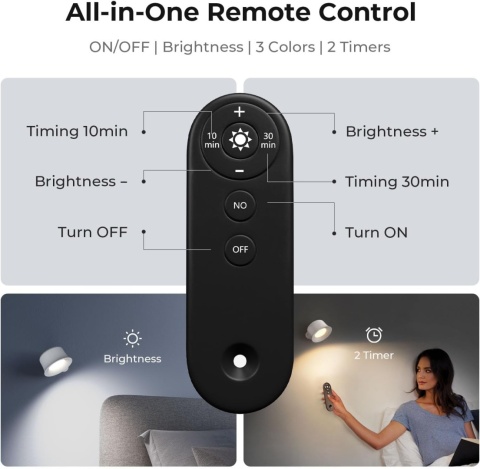 FULEN Lampa ścienna LED, 2 sztuki z akumulatorem 3200 mAh, 3 tryby