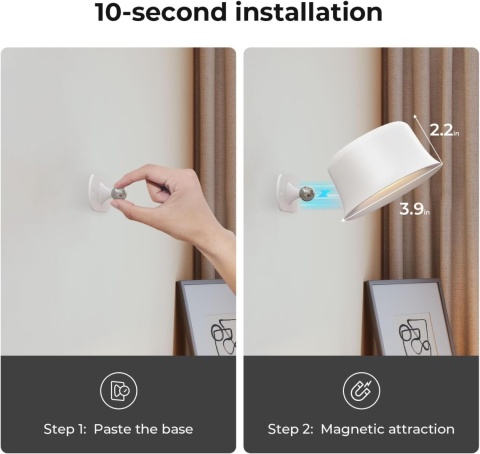 FULEN Lampa ścienna LED, 2 sztuki z akumulatorem 3200 mAh, 3 tryby