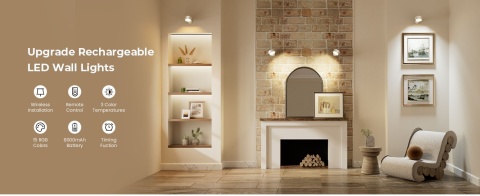 FULEN Lampa ścienna LED, 4 sztuki z akumulatorem , 3 tryby ,18 kolorow