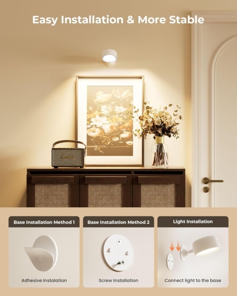 FULEN Lampa ścienna LED, 4 sztuki z akumulatorem , 3 tryby ,18 kolorow