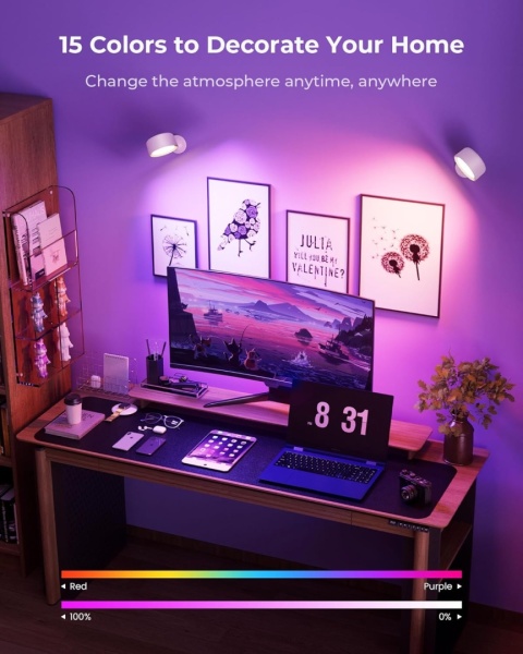 FULEN Lampa ścienna LED, 4 sztuki z akumulatorem , 3 tryby ,18 kolorow