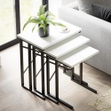 FurniChic Zestaw 3 stolików pomocniczych, stolik kawowy, BIEL I CZERN