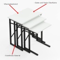 FurniChic Zestaw 3 stolików pomocniczych, stolik kawowy, BIEL I CZERN