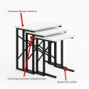 FurniChic Zestaw 3 stolików pomocniczych, stolik kawowy, BIEL I CZERN