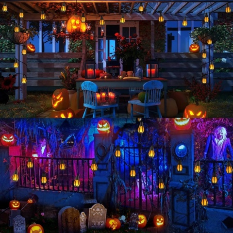 Solarna zewnętrzna girlanda świetlna, 6,3 m z migoczącym płomieniem Geemoo