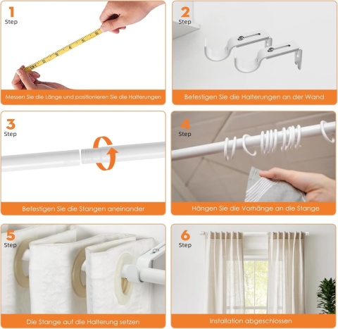 Karnisz 25 mm, biały, 66-105 cm, wysuwany