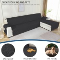 Ystyle Pokrowiec Na Sofę Narożnik 4-Osobowa (285cm, Czarny)