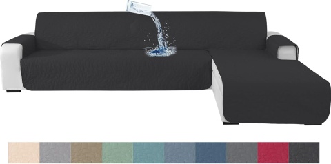 Ystyle Pokrowiec Na Sofę Narożnik 4-Osobowa (285cm, Czarny)