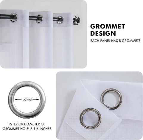 MIULEE Sheer zestaw 2 prześwitujących zasłon z woalu, 140 x 235 cm