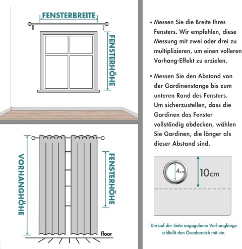 MIULEE Zasłona z oczkami, zaciemniająca 2 sztuki, 140 x 260 cm