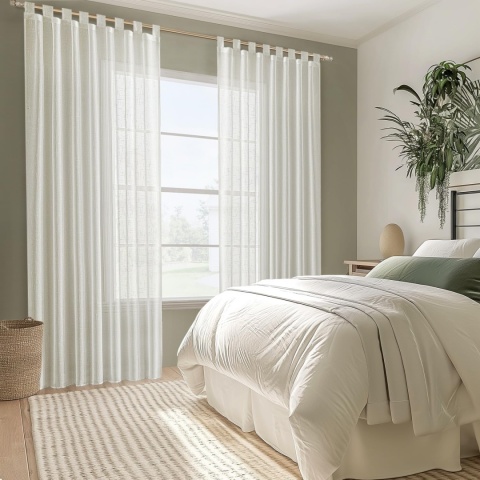 MIULEE Zasłony na szelkach, zestaw 2 przezroczystych 245 x 140 cm