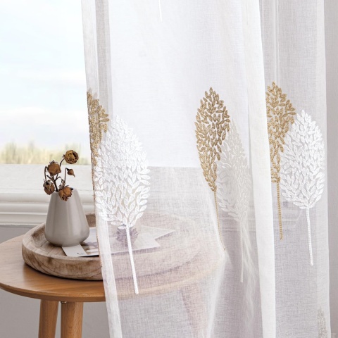 MIULEE Zasłony z taśmą marszcząca , piękny haft, 2 szt 245 x 140 cm