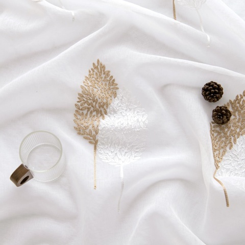 MIULEE Zasłony z taśmą marszcząca , piękny haft, 2 szt 245 x 140 cm