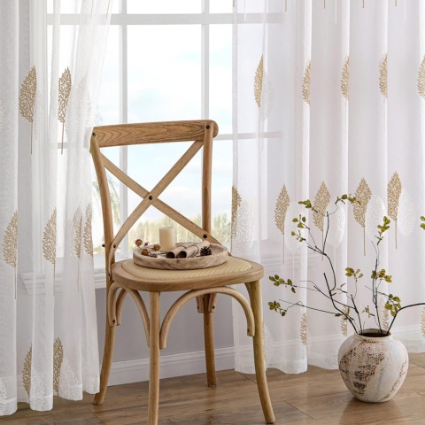 MIULEE Zasłony z taśmą marszcząca , piękny haft, 2 szt 245 x 140 cm