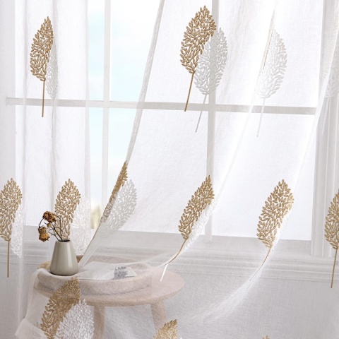 MIULEE Zasłony z taśmą marszcząca , piękny haft, 2 szt 245 x 140 cm