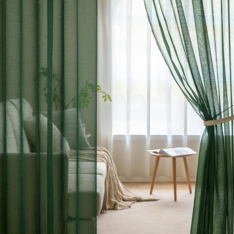 MIULEE Zasłony z taśmą marszczącą, zestaw 2 sztuk ciemnozielone, 140 x 145 cm