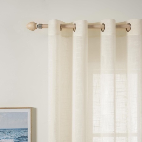 MIULEE zasłona lniana z oczkami,panel dekoracyjny 300 x 225cm