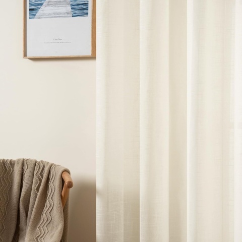 MIULEE zasłona lniana z oczkami,panel dekoracyjny 300 x 225cm