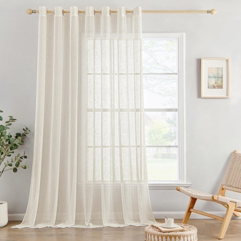 MIULEE zasłona lniana z oczkami,panel dekoracyjny 300 x 225cm