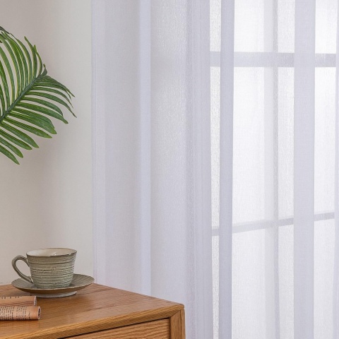 MIULEE zasłona z woalu, z oczkami,140 x 240 cm zestaw 2 sztuk, białe