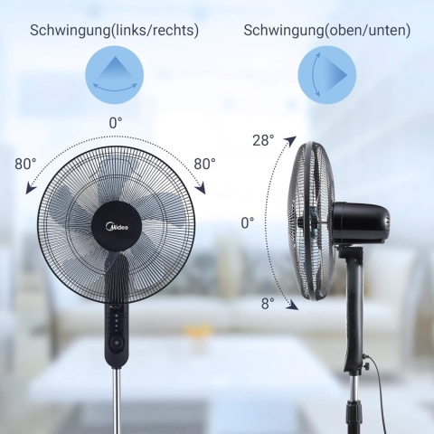 Midea FS40-15FR Wentylator Stojący, 55 W, Czarny z pilotem