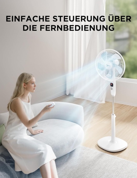 Midea FS40-16CR DC wentylator stojący, cichy, z pilotem 12 prędkości