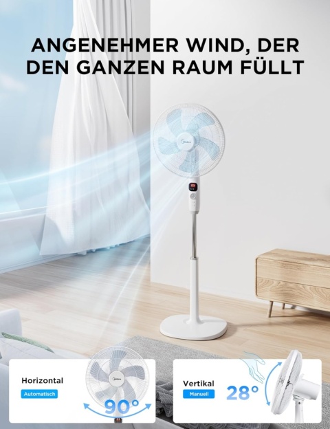 Midea FS40-16CR DC wentylator stojący, cichy, z pilotem 12 prędkości