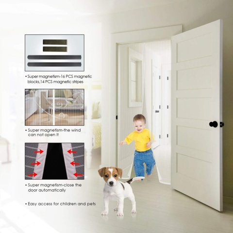 Moskitiera Magnetyczna na Drzwi okno MYCARBON solidna 80x200 cm biala