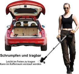 SMILOVII Podkaszarka do trawy z akumulatorem 2 x 2000 mAh zestaw XXL