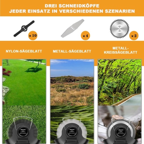 SMILOVII Podkaszarka do trawy z akumulatorem 2 x 2000 mAh zestaw XXL