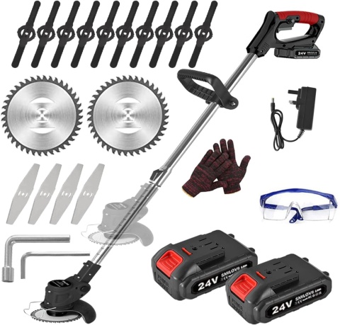 SMILOVII Podkaszarka do trawy z akumulatorem 2 x 2000 mAh zestaw XXL