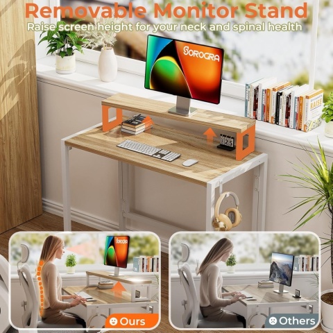 SOROGRA Mały Składany Stół, 80 cm, Biurko z nadstawka , Przenośny