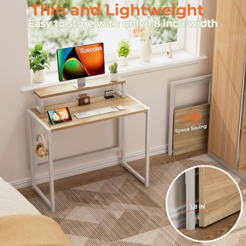 SOROGRA Mały Składany Stół, 80 cm, Biurko z nadstawka , Przenośny