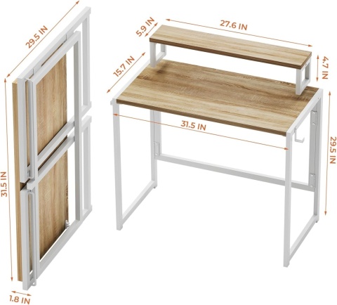 SOROGRA Mały Składany Stół, 80 cm, Biurko z nadstawka , Przenośny