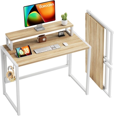 SOROGRA Mały Składany Stół, 80 cm, Biurko z nadstawka , Przenośny