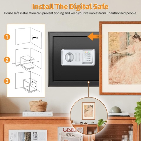 Sejf 30 l, ognioodporny z wodoszczelnym portfelem, cyfrowy