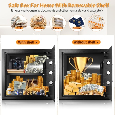 Sejf 30 l, ognioodporny z wodoszczelnym portfelem, cyfrowy