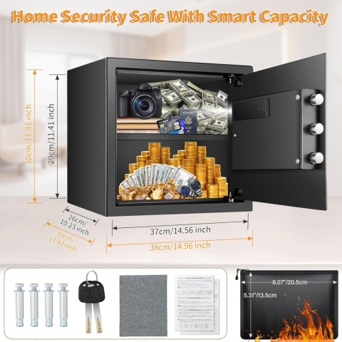 Sejf 30 l, ognioodporny z wodoszczelnym portfelem, cyfrowy